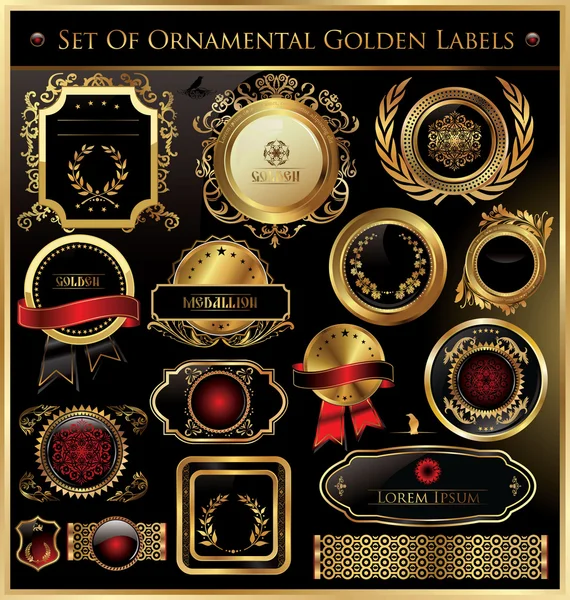 Set Of Ornamental Golden Labels — Stock Vector
