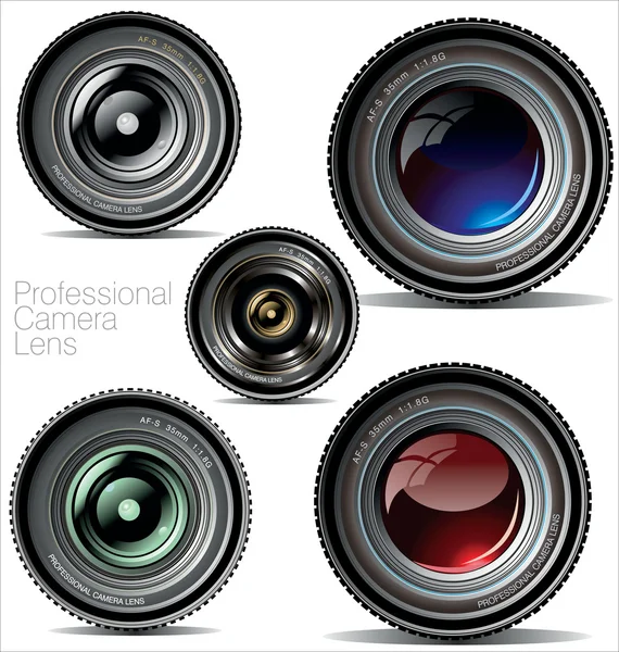 Professionele cameralens - set — Stockvector