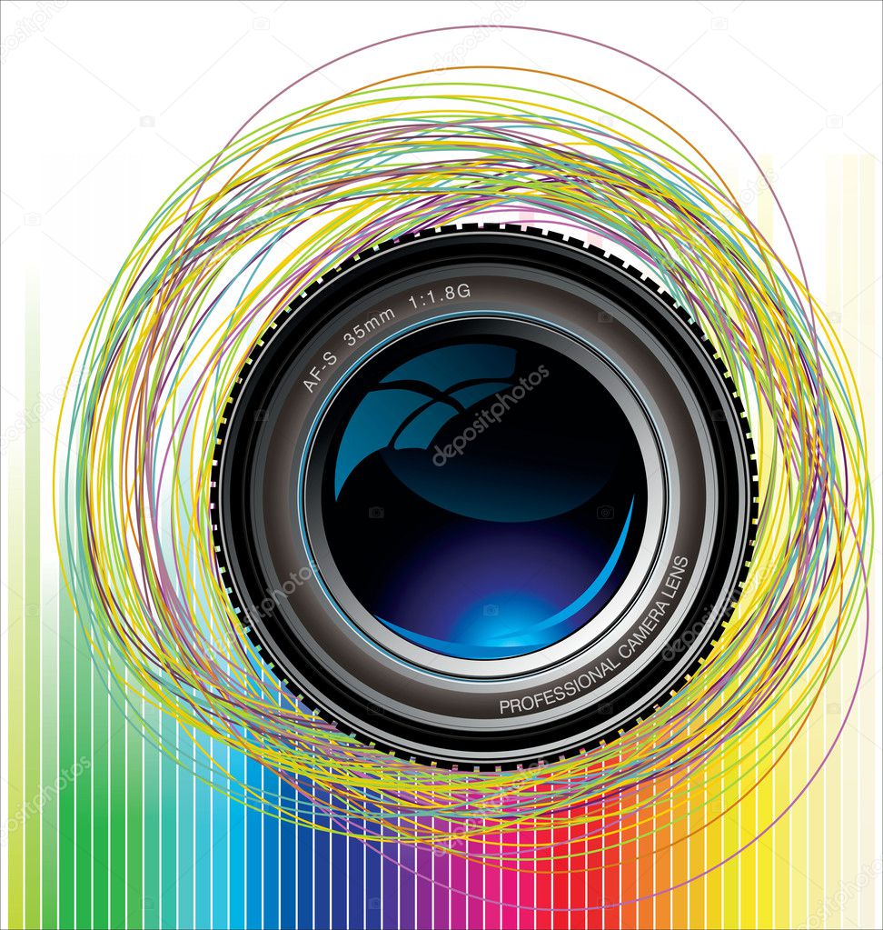 Camera lens colorful background
