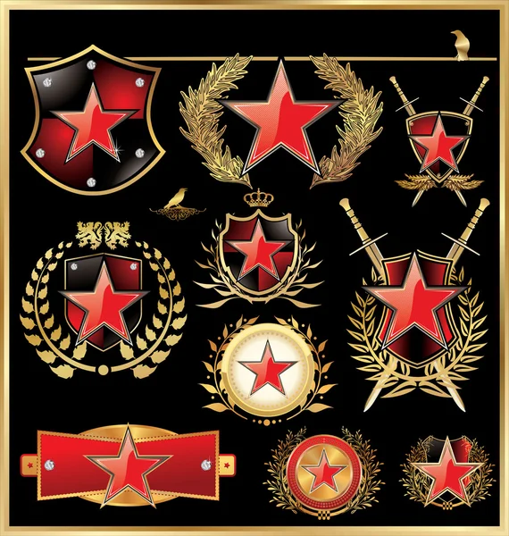 Концепция щита с красной звездой — стоковый вектор