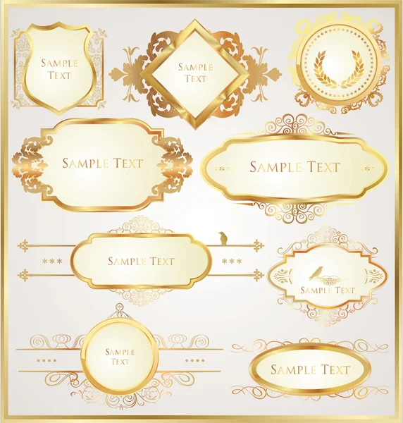 Decorative golden ornate elements — Stock Vector
