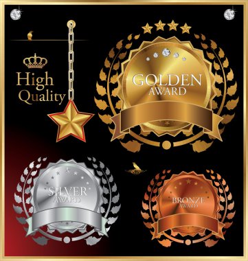 Golden Collection From Crowns, Medals, Laurel wreath And star clipart