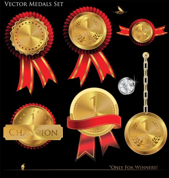 Medalhas de Ouro - conjunto — Vetor de Stock