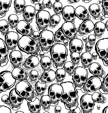 Hand drawn Skull seamless background clipart