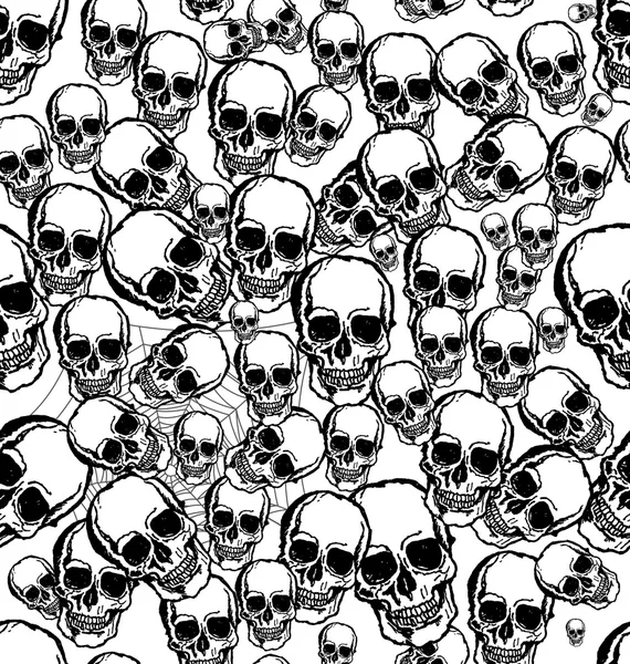 Hand drawn Skull seamless background — Stock Vector