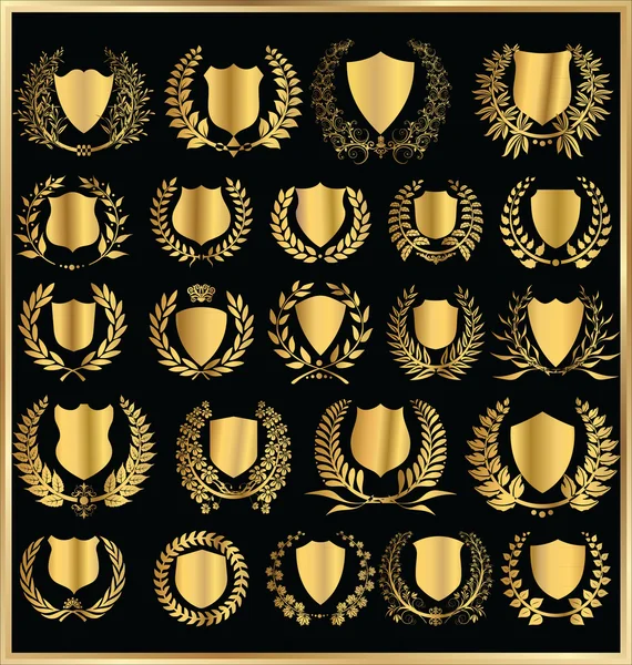 Set - bouclier et couronne de laurier — Image vectorielle