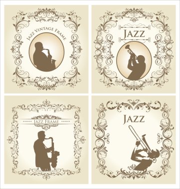 Vintage frame - jazz musician clipart