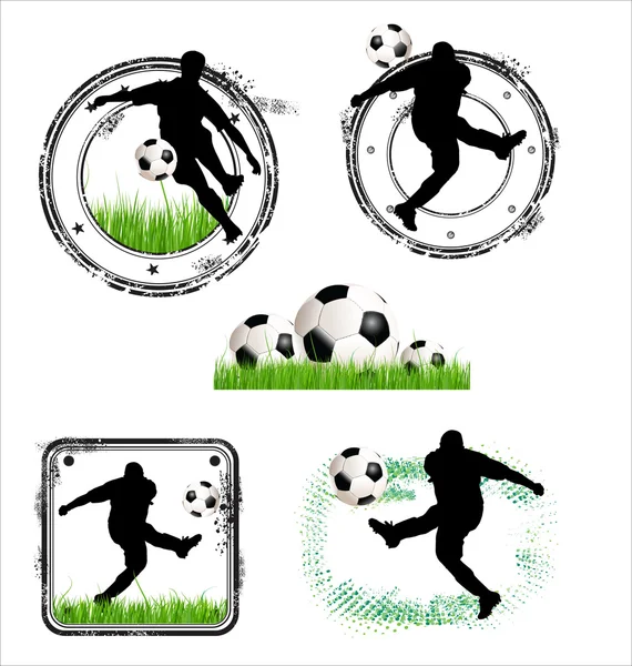 Voetbal grunge rubber stamps - vectorillustratie — Stockvector