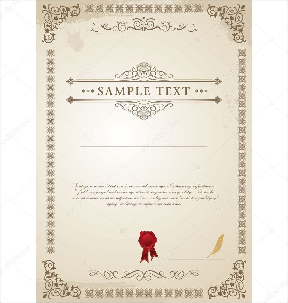 Certificate template Stock Vector Image by ©creative-22m #22 Within Scroll Certificate Templates