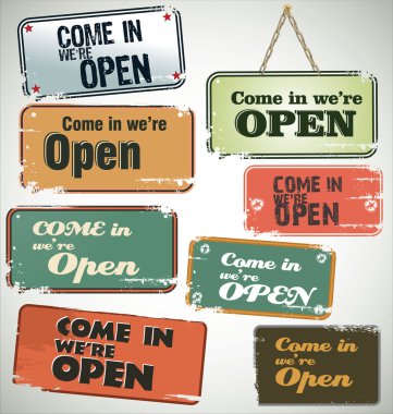 Vintage grunge sign Open clipart