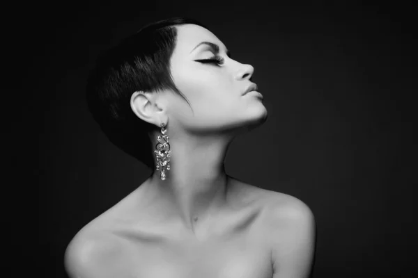 Sensual lady with diamond earring — Stock Photo, Image