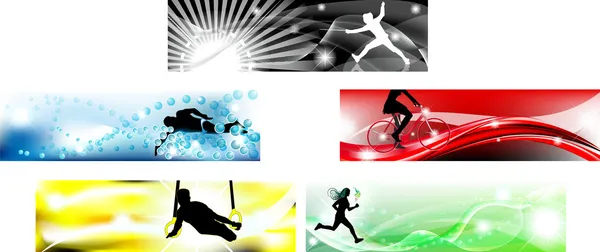 Olimpijski banner w pięciu kolorach typowych — Wektor stockowy