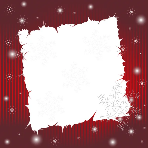 Röd randig önskan kort med snöflingor — Stock vektor