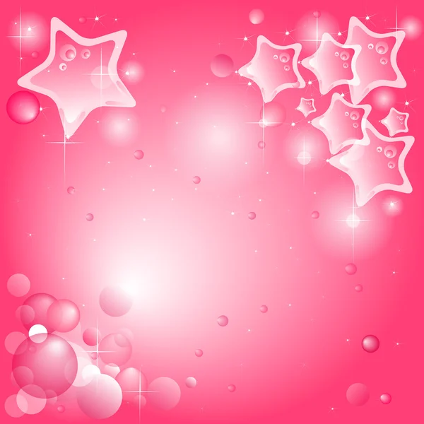 Fondo rosa con estrellas y burbujas (vector disponible ) — Vector de stock