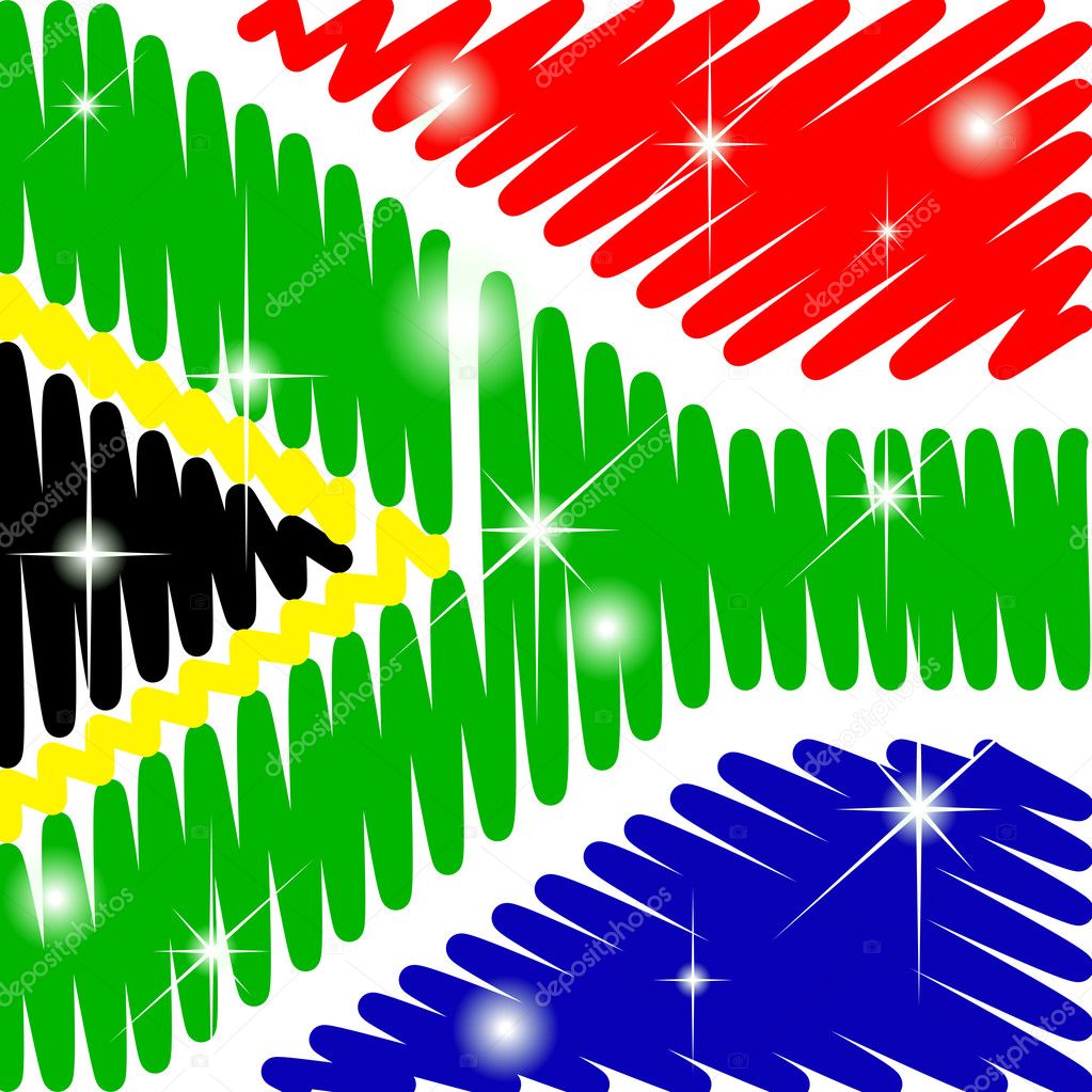 South Africa flag with shining