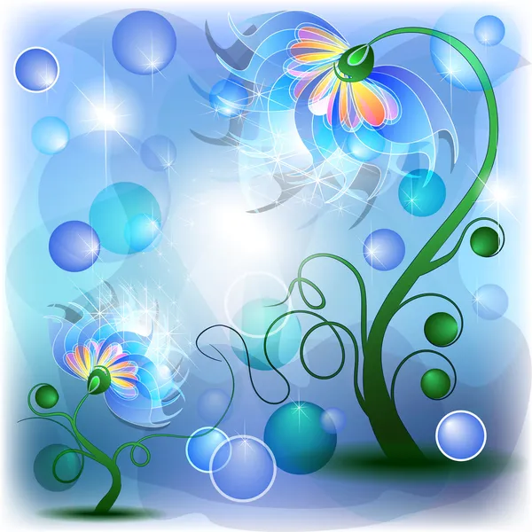 Νεράιδα μπλε μαμά και μωρό λουλούδια — Διανυσματικό Αρχείο