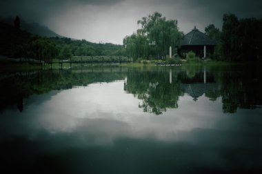 Lake with black shadow in Stellenbosch clipart