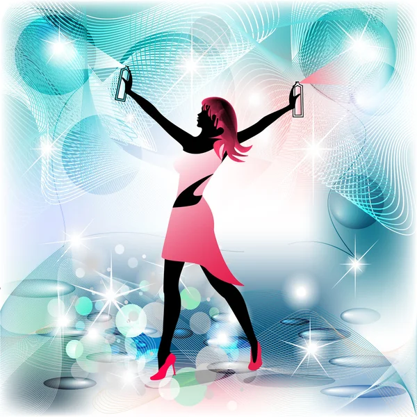 Woman silhouette housekeeper in spraying movement — Stock Vector