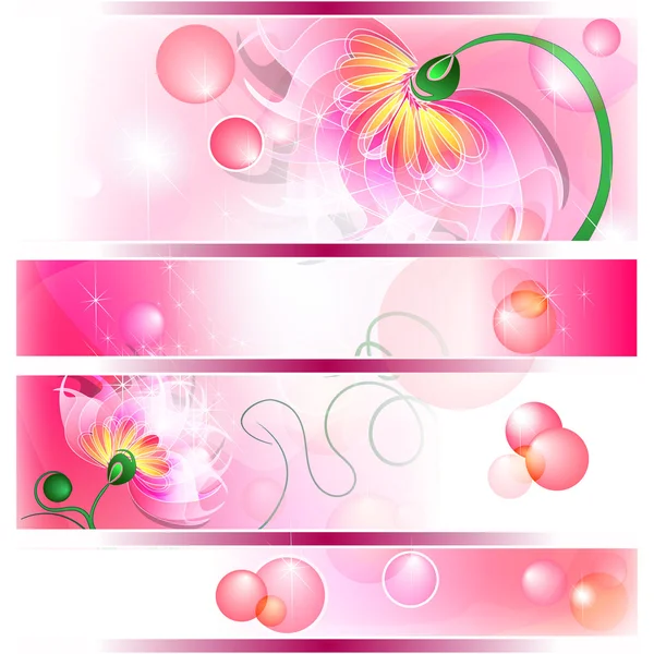 Πανό με ροζ νεράιδα λουλούδια — Διανυσματικό Αρχείο