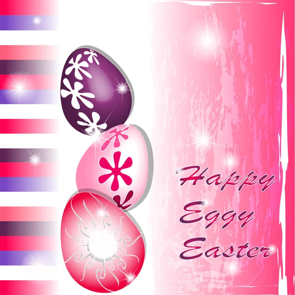 Happy Eggy Easter in pink and purple — Stock Vector