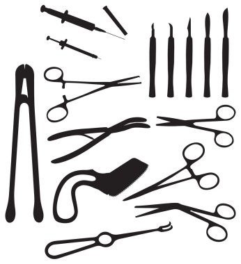 Silhouettes of surgical instruments clipart