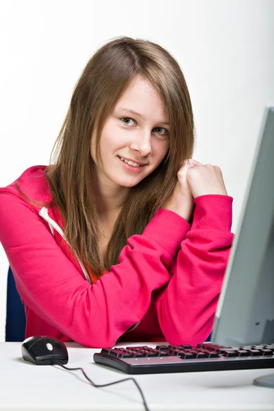 Dziewczyna z komputera — Zdjęcie stockowe