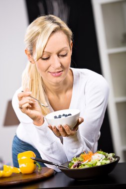 Woman with yogurt bowl clipart