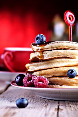 Pancakes with raspberries clipart