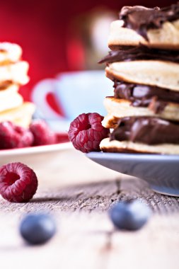 Pancakes with raspberries clipart