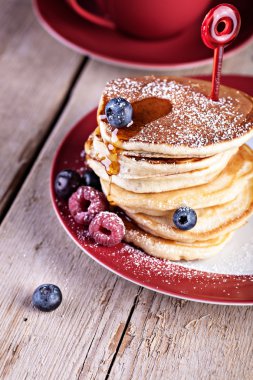 Pancakes with raspberries clipart