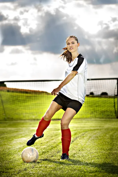 Voetbal meisje — Stockfoto
