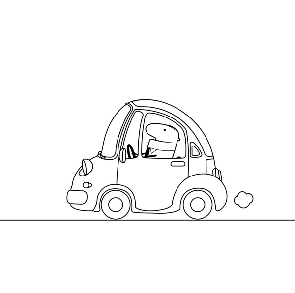 Desenhos animados ilustração de um homem no carro —  Vetores de Stock
