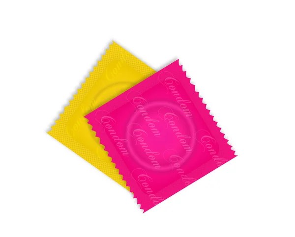 Preservativos em embalagens isoladas a branco —  Vetores de Stock