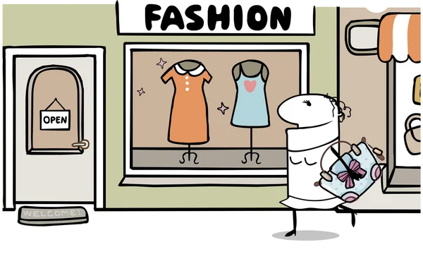 Cartoon shopping kvinna — Stock vektor
