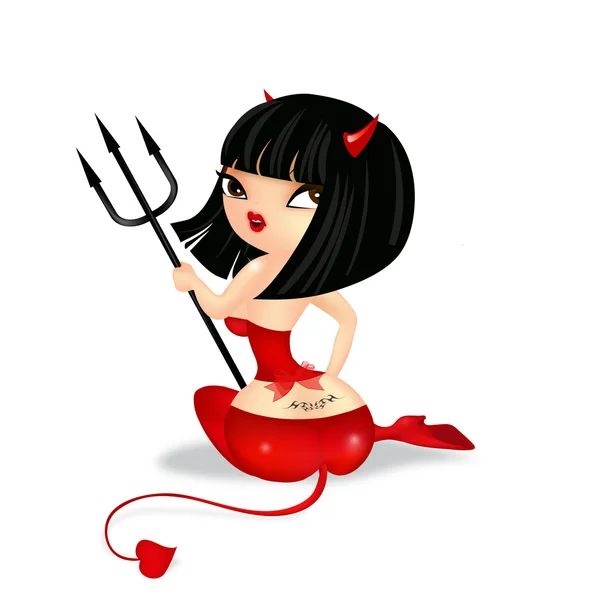 Devil Woman Pin-up illustration isolated on a white background — Stock Photo, Image