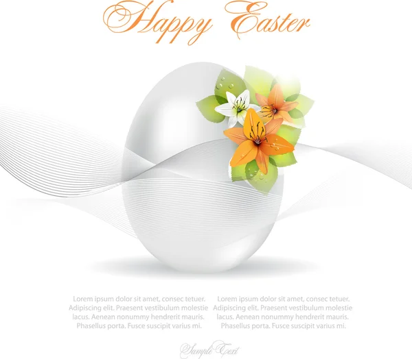 Wenskaart voor Pasen eieren versierd met bloemen — Stockvector