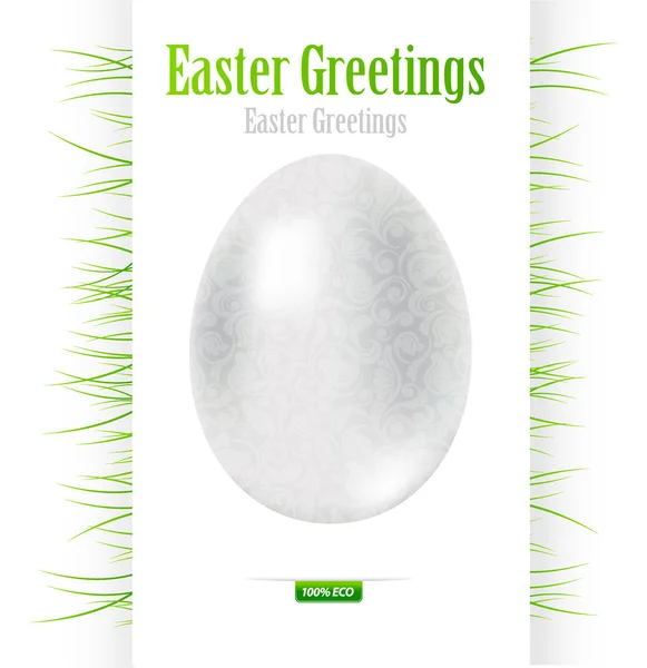 Biglietto di auguri delle uova di Pasqua decorate con fiori — Vettoriale Stock