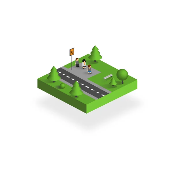 3D ikona Piople Czeka na przystanku autobusowym — Wektor stockowy