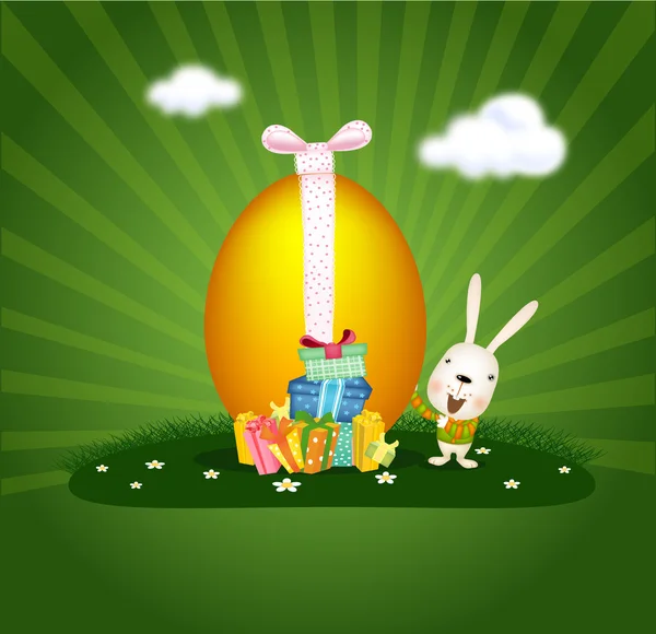 Le petit lapin et l'œuf de Pâques — Image vectorielle