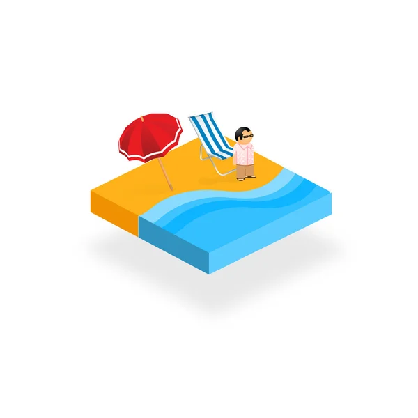 Icona vettoriale 3D al tema spiaggia — Vettoriale Stock
