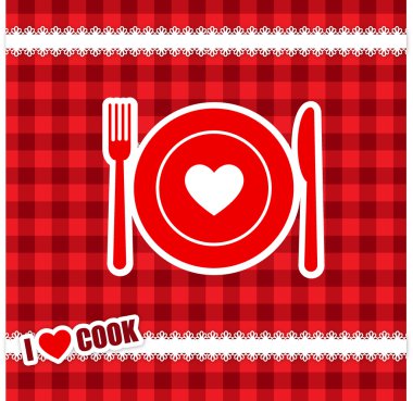 I love Cook - Menu concept, vector illustration clipart