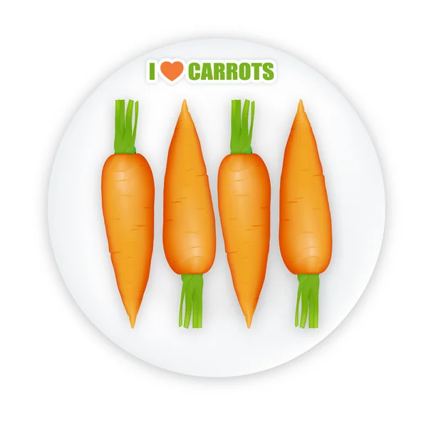 Carrotrs a fehér kerek tányér — Stock Vector