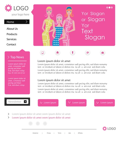 妇女的粉红色网站模板 — 图库矢量图片#