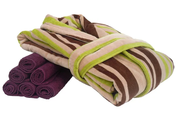 Badrock och handdukar — Stockfoto