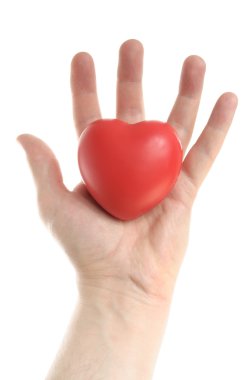 Man's Hand Holding a Red Heart clipart