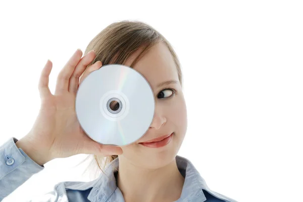Dívka s diskem — Stock fotografie