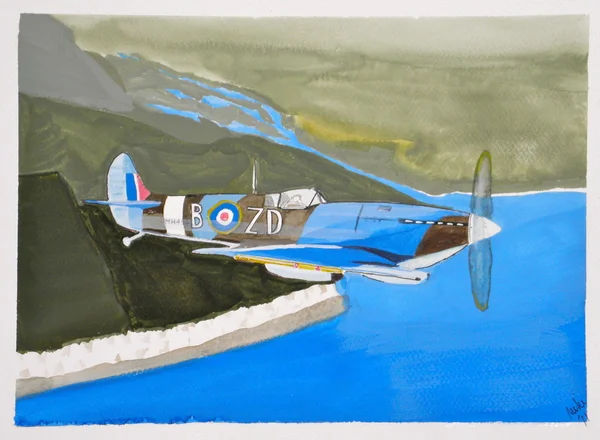 Spitfire over the white cliffs of Dover