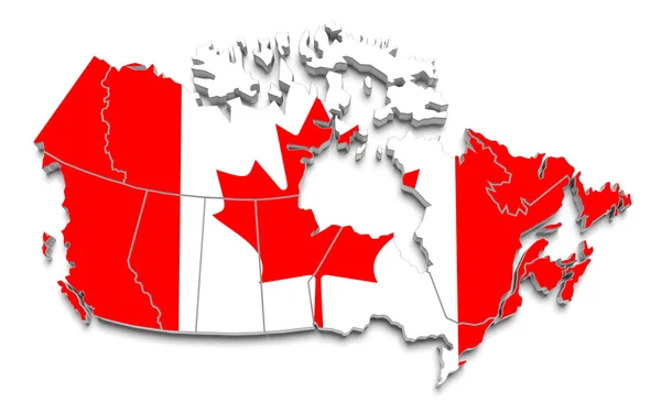 Карта флага Канады на белой изолированной карте — стоковое фото