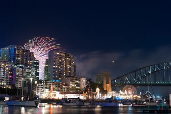 Sydney Harbour Novoroční ohňostroj Eve Nye — Stock fotografie