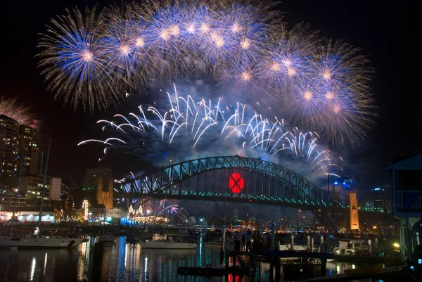 Sydney Harbour Capodanno NYE Fuochi d'artificio — Foto Stock